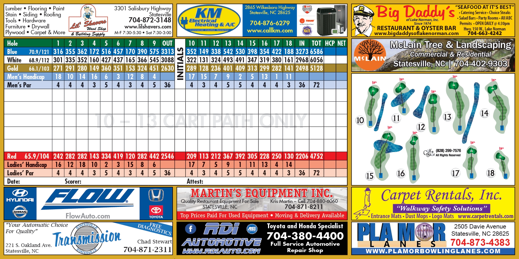 Scorecard Twin Oaks Golf Club